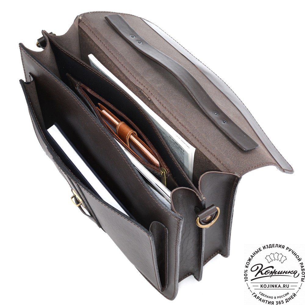 Мужской кожаный портфель "Премьер" (тёмно-коричневый)